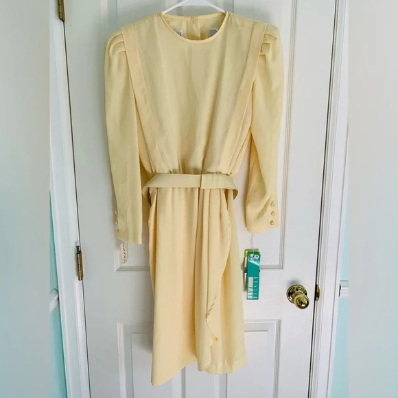 Leslie Fay Dresses | Amazing Deadstock Leslie Fay Petites Vintage Dress Nwt | Color: Yellow | Size: M | Katie_Grabowski's Closet